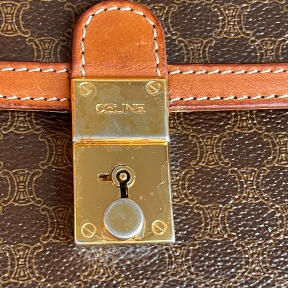 Celine Vintage Macadam Clutch Wristlet Bag  w/ Lock and Key - Preowned - Picture 7 of 16